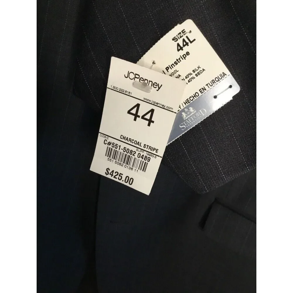 STAFFORD Executive - MEN'S BLACK WOOL BLEND‎ BLAZER JACKET SPORT COAT - SIZE 44L